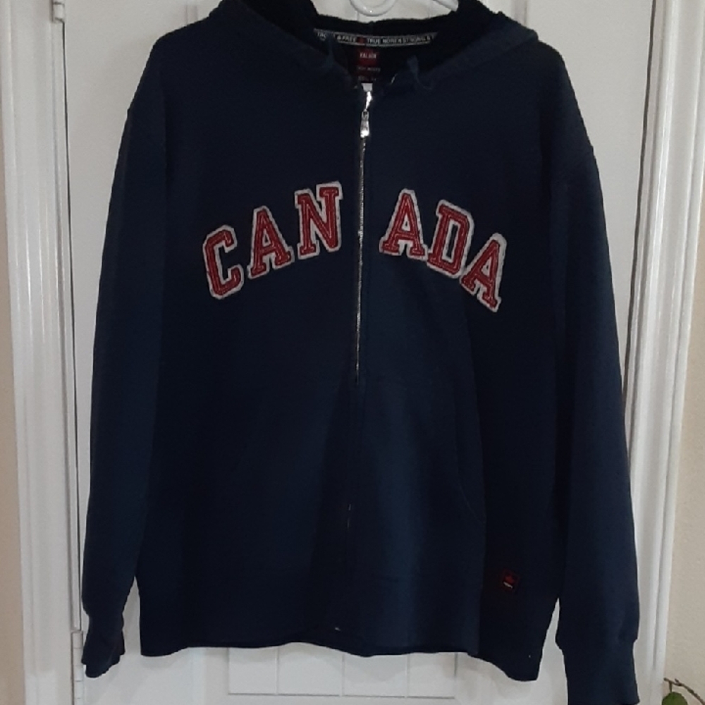 Kalson Canada Navy Blue Spellout Full Zip Hoodie - Adult Small - Fair Condition